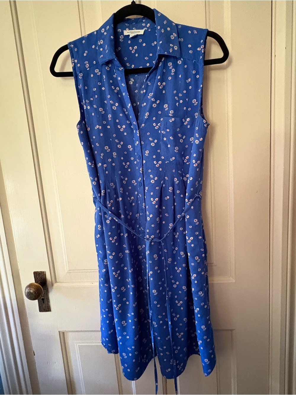 beachlunchlounge Royal Blue Sleeveless Floral Button-Front Dress
